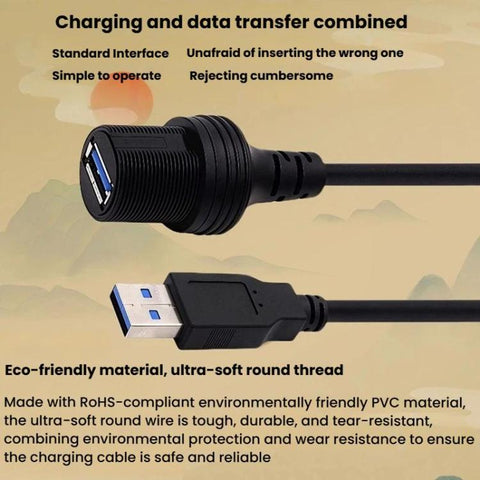 Male To Female 1m Car Boat Yacht Dashboard Extension AMAF Data Charging Connection Cable, USB3.0, USB2.0