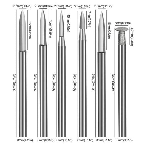Sword Shape Engraving Sharp Knife Electric Grinder Engraving Line Engraving Drill Bit Tool, 6pcs /Box 3.0mm, 6pcs /Box 2.35mm