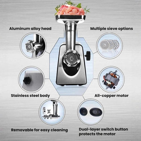 400W Stainless Steel Electric Meat Grinder With Sausage Stuffer, EU Plug, US Plug, UK Plug