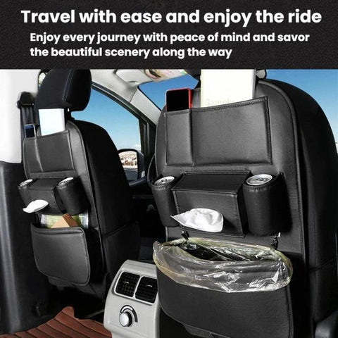 1109 Car Seat Back Leather Storage Organizer Vehicle-Mounted Hanging Trash Bag