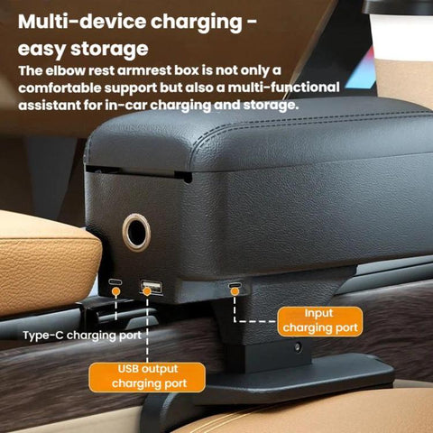 3092 Car Seat Armrest Cup Holder Multi-Functional Rear Seat Charging Storage Box