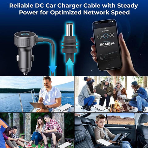 FSJ-089 163W For Starlink Mini Digital Display Waterproof Car Charger DC Power Cigarette Lighter, Black 3m, Black 5m, Grey 3m, Grey 5m