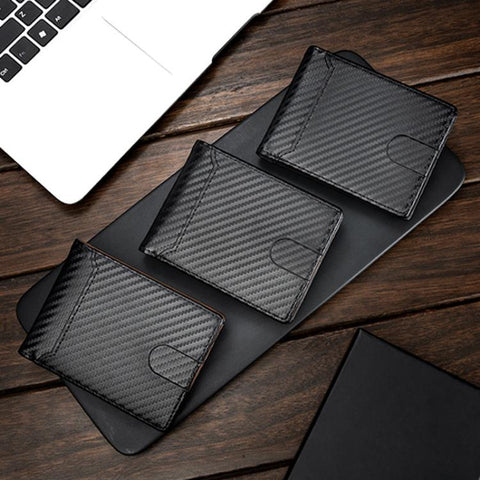 Baellerry D5125 Carbon Fiber Pattern Short Men Wallet Multi-Card Holder Minimalist Bi-Fold Card Case