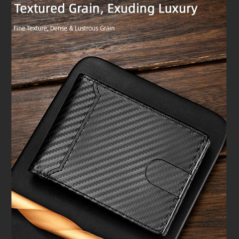 Baellerry D5125 Carbon Fiber Pattern Short Men Wallet Multi-Card Holder Minimalist Bi-Fold Card Case