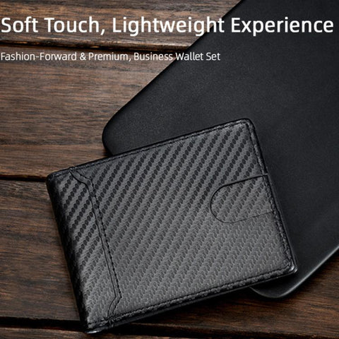 Baellerry D5125 Carbon Fiber Pattern Short Men Wallet Multi-Card Holder Minimalist Bi-Fold Card Case