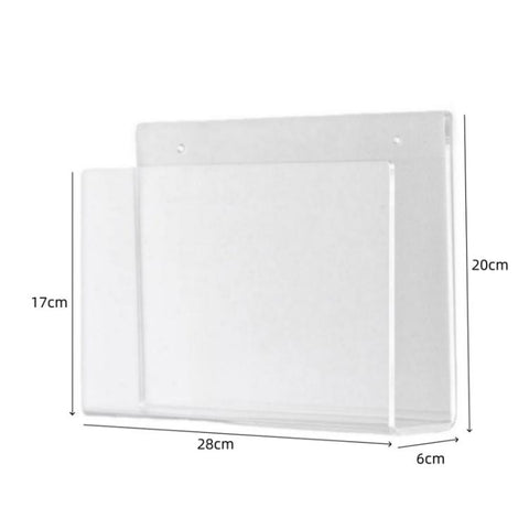 Acrylic Magazine & Book Wall-Mounted Rack For Living Room Office, Single, Double