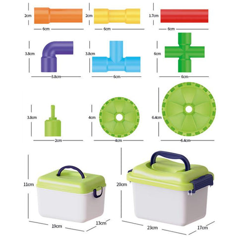 Children Large-Particle Building Blocks Pipe Assembly Toys+Storage Bin, 138pcs /Set, 178pcs /Set, 222pcs /Set