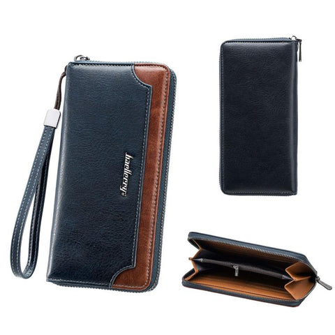Baellerry C3167 Men Long Wallet Business Contrast-Color Zipper Clutch Multi-Card Slot Large Capacity Wallet