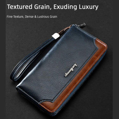 Baellerry C3167 Men Long Wallet Business Contrast-Color Zipper Clutch Multi-Card Slot Large Capacity Wallet