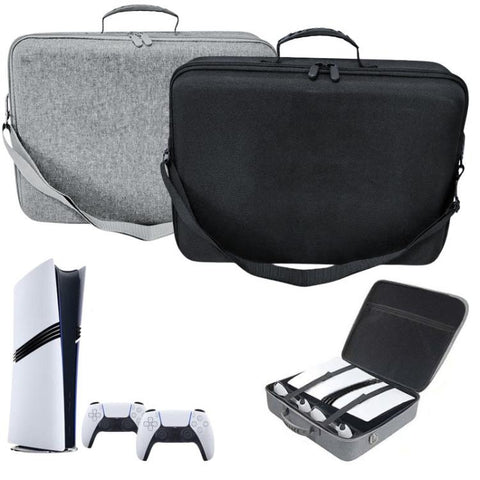 For PS5 Pro Single-Layer Carrying Case Hard Shell Waterproof Travel Bag with Adjustable Shoulder Strap