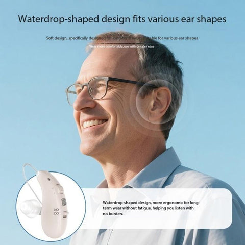 16-Channel Long-Lasting Battery BTE Hearing Aids Dual Devices With Digital Display Charging Case, Long-Lasting Battery