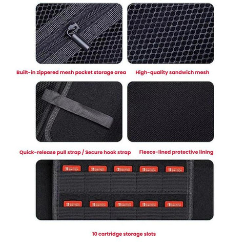 For Steam Deck OLED Hard Shell Protective Case PU Leather Portable Carry Bag with 10 Game Card Slots