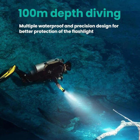 80m Waterproof Diving Flashlight Amphibious LED Light for Outdoor and Underwater Use, Rechargeable Version, External Battery Version