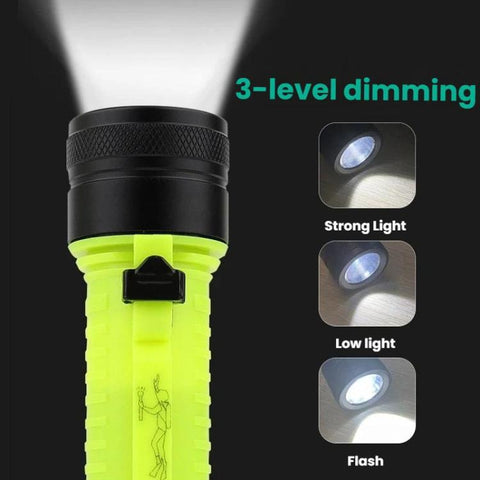 80m Waterproof Diving Flashlight Amphibious LED Light for Outdoor and Underwater Use, Rechargeable Version, External Battery Version