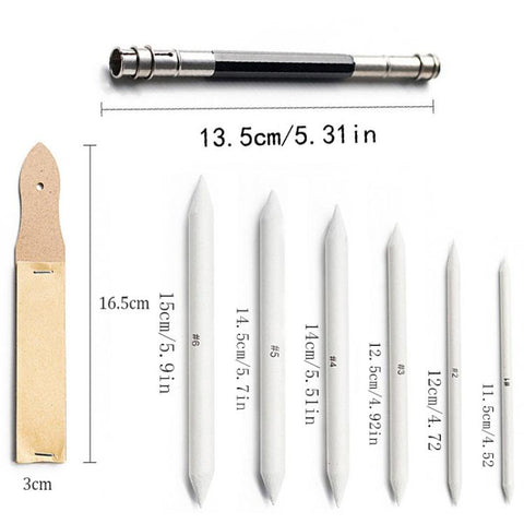 36 In 1 Sketch Drawing Set Blending Stumps Tortillons & Sponge Tools with 24 Replaceable Tips, 36 In 1