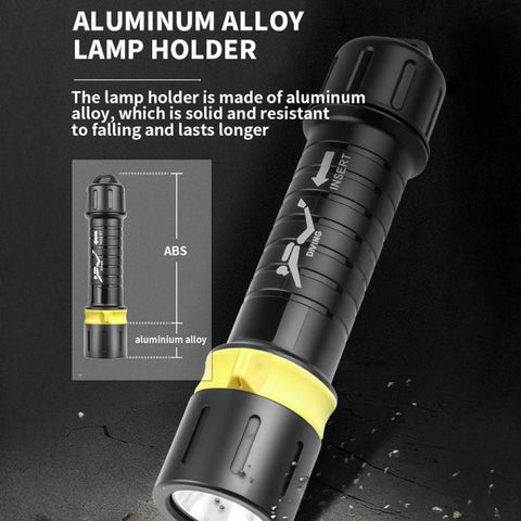 XHP70 LED IPX8 Waterproof High-Power Diving Flashlight Magnetic Control Switch Rechargeable Dive Light, Built In 21700 Battery, Without Battery