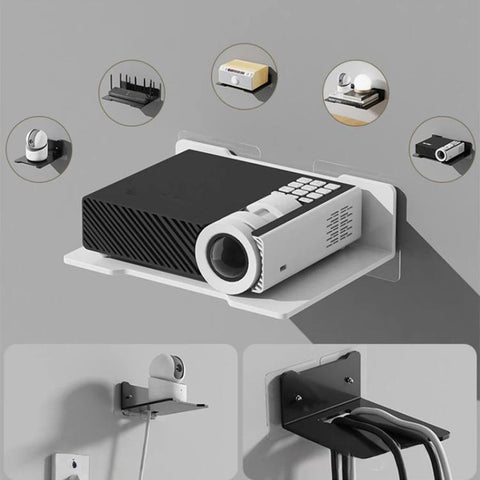 No Drill Wall Mount Shelf Carbon Steel Organizer for Projector, Camera, Router, TV Set-Top Box with Cable Hole Design, Small Black, Medium Black, Large Black, Small White, Medium White, Large White