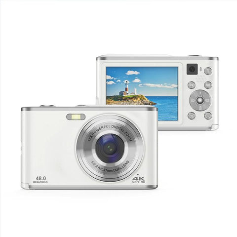 HD 4K Dual Lens Selfie Digital Camera Portable Card-Style CCD Student Camera, Black, White, Black+32G Memory Card, White+32G Memory Card