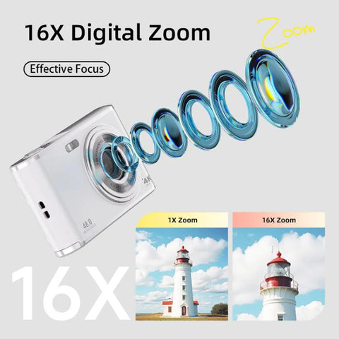 HD 4K Dual Lens Selfie Digital Camera Portable Card-Style CCD Student Camera, Black, White, Black+32G Memory Card, White+32G Memory Card
