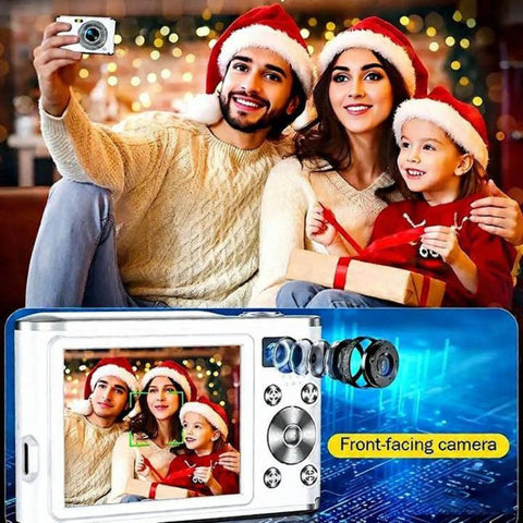 HD 4K Dual Lens Selfie Digital Camera Portable Card-Style CCD Student Camera, Black, White, Black+32G Memory Card, White+32G Memory Card