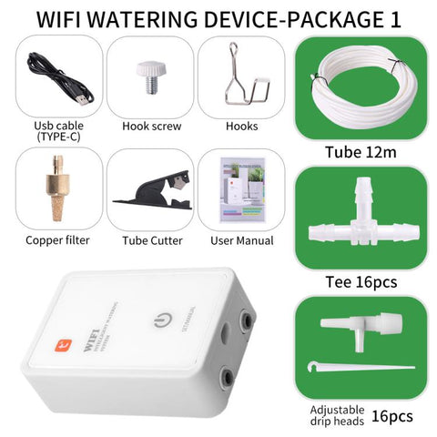 Tuya-Compatible WiFi Smart Automatic Drip Irrigation System with Dual Pump Supports Up to 16 Pots, Adjustable Drip Arrow Version, Adjustable Drip Heads Version, Drip Arrow Version