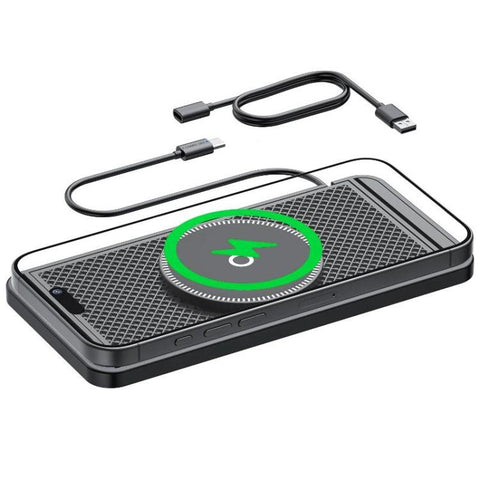 For Apple / Huawei / Xiaomi Qi Standard Car Magnetic Wireless Charging Anti-Slip Mat With Indicator Light, USB, Type-C