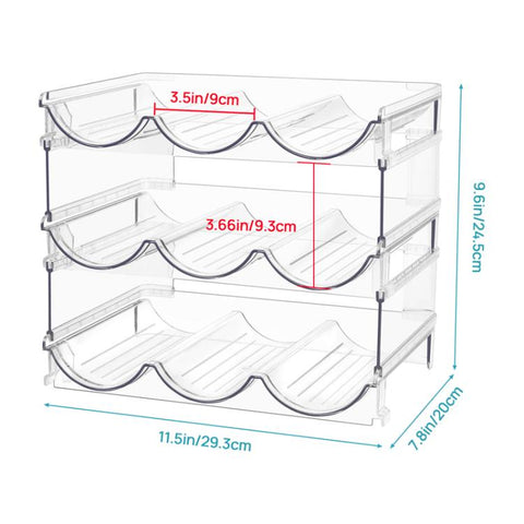 Household Wine Storage Rack Transparent Stackable Water Bottle Organizer, 3-Unit, 4-Unit