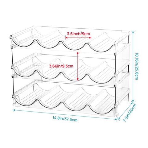 Household Wine Storage Rack Transparent Stackable Water Bottle Organizer, 3-Unit, 4-Unit
