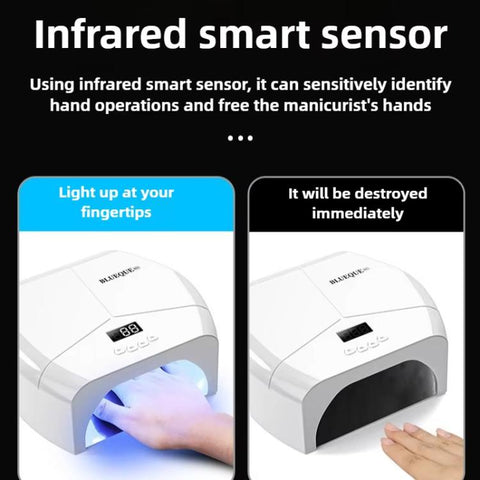 BLUEQUE L8 High Power Dual-LED Nail Lamp Nail Polish Gel Curing Light Therapy Machine, 57 Beads US Plug, 57 Beads EU Plug, 72 Beads US Plug, 72 Beads EU Plug