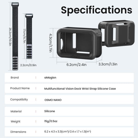 For DJI Osmo Nano Vision Dock aMagisn Silicone Case With Multifunctional Wrist Strap