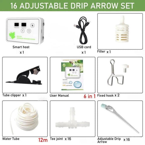 WD-01CS Adjustable Drip Arrow App-Controlled Watering Device Automatic Timed Irrigation Tool, USB, US Plug, UK Plug