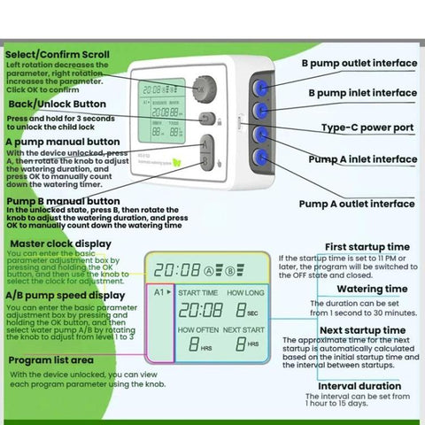 Smart Dual-Pump Watering System Potted Plant Timed Automatic Dripper, Adjustable Drip Arrow EU Plug, Adjustable Drip Arrow US Plug, Adjustable Drip Arrow UK Plug, Transparent Drip Arrow EU Plug, Transparent Drip Arrow US Plug                           ...