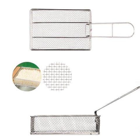 COOL CAMP Camping Stainless Steel Foldable Strainer Frying Basket for Outdoor Cooking,, 175 x 120 x 50mm