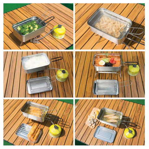 COOL CAMP Camping Stainless Steel Foldable Strainer Frying Basket for Outdoor Cooking,, 175 x 120 x 50mm
