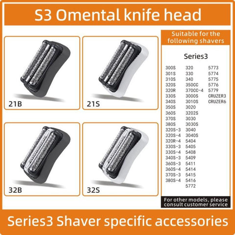 Replacement Shaver Head For Braun Series 3 Shavers 300S/320/5773/3020/Cruzer 6, 21B, 21S, 32B, 32S