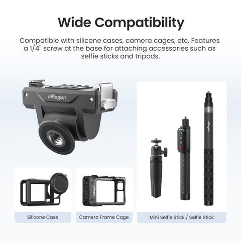 AMagisn Adjustable Quick Release Adapter For DJI Osmo 360/Action 5 Pro/4/3 - 4-Level Fast Perspective Switch, PD15