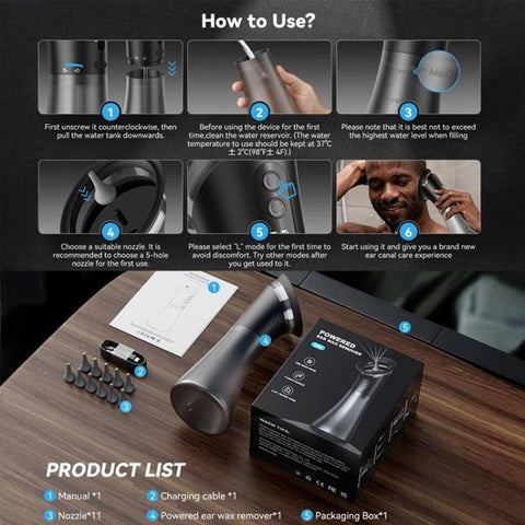 Electric Ear Cleaner Home-Use Portable Ear Cleaning Device Earwax Removal Tool, E80