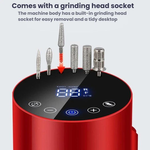 BLUEQUE BQ-213 Cylindrical Nail Buffer Electric Nail File Cuticle Remover Tool, EU Plug (White), US Plug (White), EU Plug (Red), US Plug (Red)