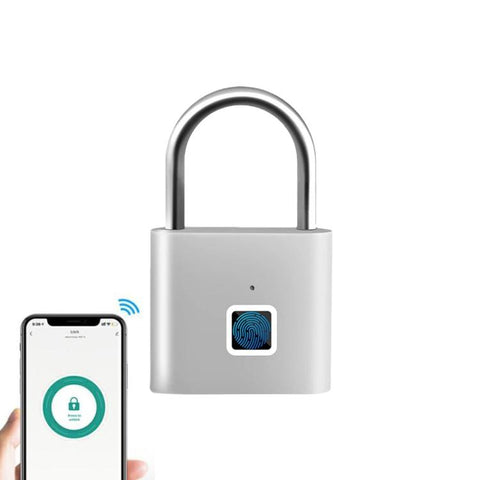 Fingerprint Padlock Compatible Tuya Smart App, 30 Fingerprint Capacity, USB-C Rechargeable, Zinc Alloy Body