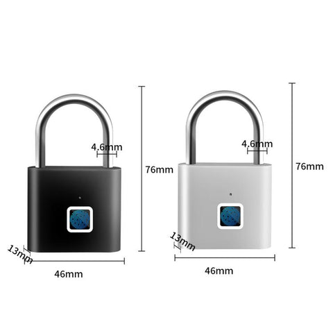 Fingerprint Padlock Compatible Tuya Smart App, 30 Fingerprint Capacity, USB-C Rechargeable, Zinc Alloy Body