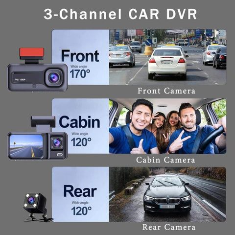 G98 HD 1080P Dash Camera Infrared DVR Recorder, Front + Inside, Front + Inside + Rear