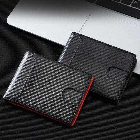 Baellerry D5123 Men Business ID Card Holder Minimalist Carbon Fiber Multi-Card Slot Card Clip