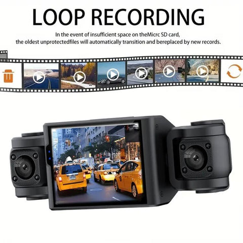 A7 1080P Dash Camera HD Night Vision Car Recorder, Front+Left+Right, Front+Left+Right+Rear