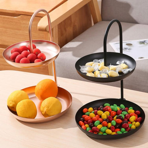 Decorative Wrought Iron Two-Tier Tray Multi-Purpose Serving And Display Plate For Parties And Daily Use