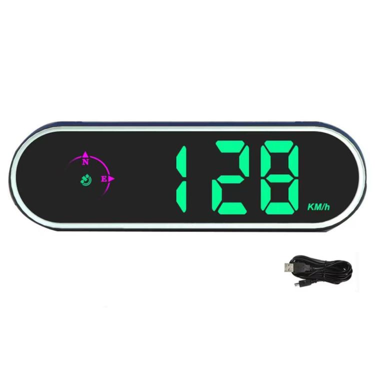 Colorful Head Up Display MPH/KMH Switchable Vehicle Speed Safety Warning Device, USB Cable, Dual USB Car Charger