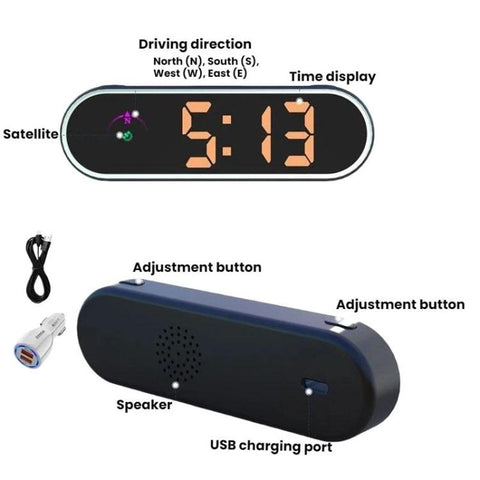 Colorful Head Up Display MPH/KMH Switchable Vehicle Speed Safety Warning Device, USB Cable, Dual USB Car Charger