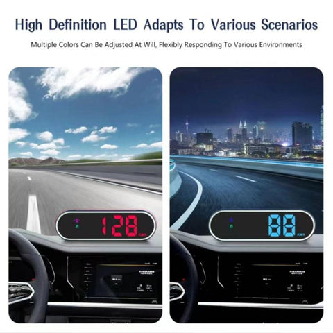 Colorful Head Up Display MPH/KMH Switchable Vehicle Speed Safety Warning Device, USB Cable, Dual USB Car Charger