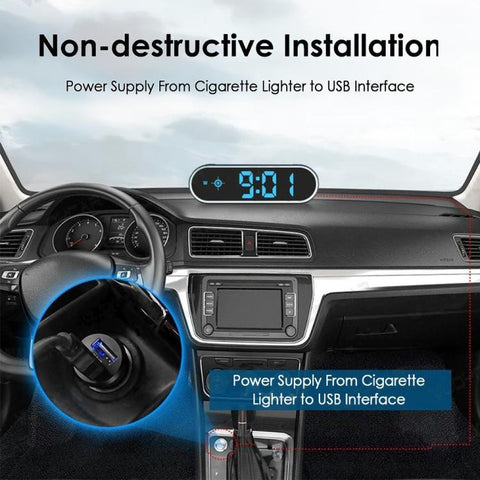 Colorful Head Up Display MPH/KMH Switchable Vehicle Speed Safety Warning Device, USB Cable, Dual USB Car Charger