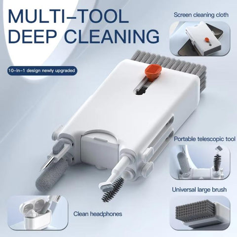 10-in-1 Retractable Cleaning Kit Multi-Tool Set for Keyboard, Earbuds Case, Phone, Screen, 10 In 1