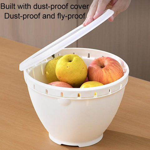 Vegetable Washing Draining Basket Multi-Functional Double-Layer Rice Washing Basin, Small, Large, Large+Small